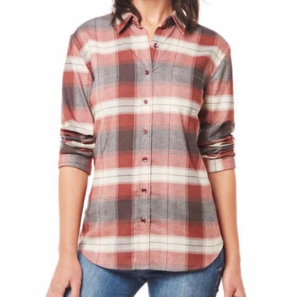 Weatherproof Vintage Flannel Comfort Stretch Button Down Top